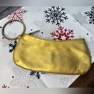 Vintage Fossil Gold Leather Wristlet Clutch